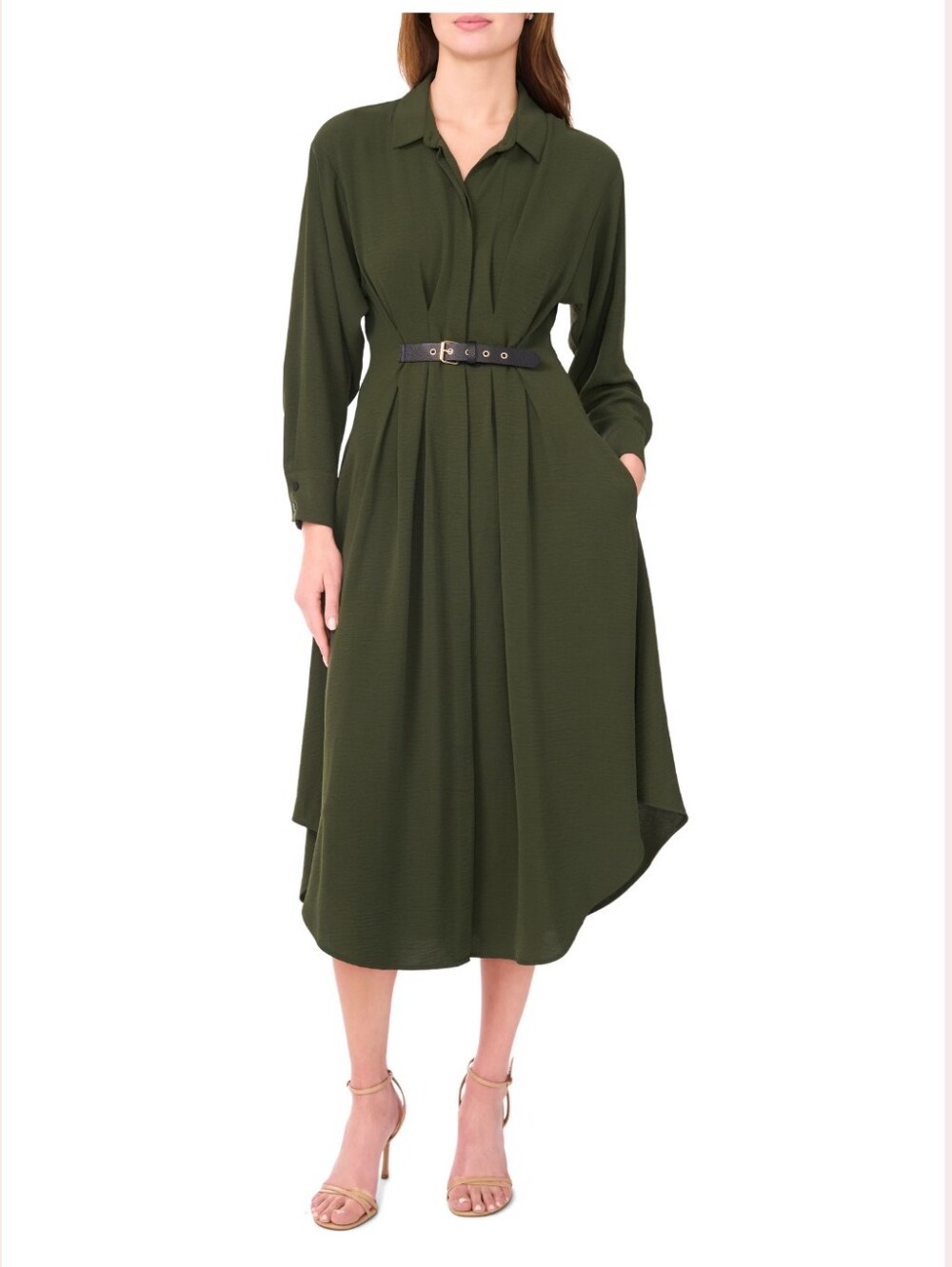 Long Sleeve Belted Midi Dress